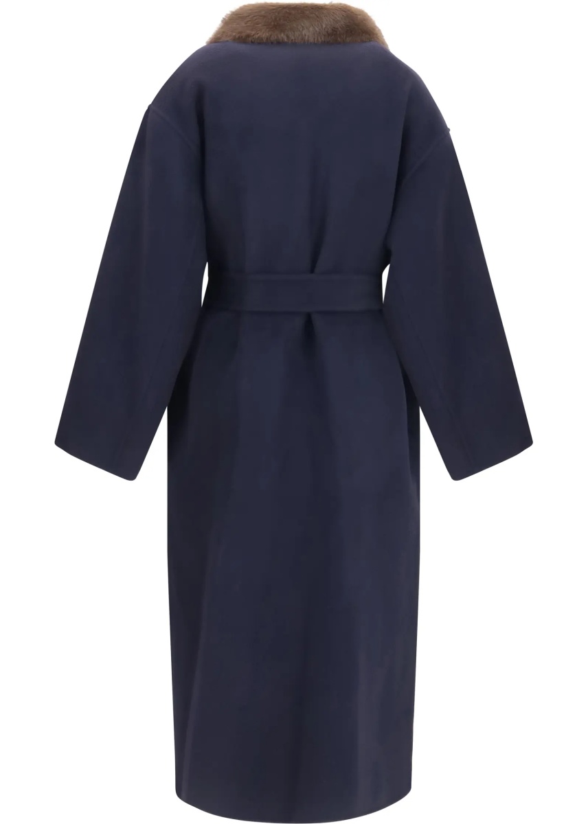 Paltoane P.A.R.O.S.H. Wool Coat with fur collar and belt - Img 2
