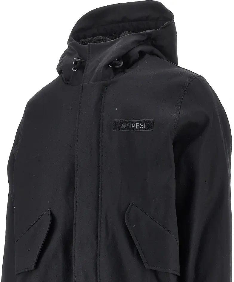 Palton Cotton parka coat with faux shearling lining - Img 2