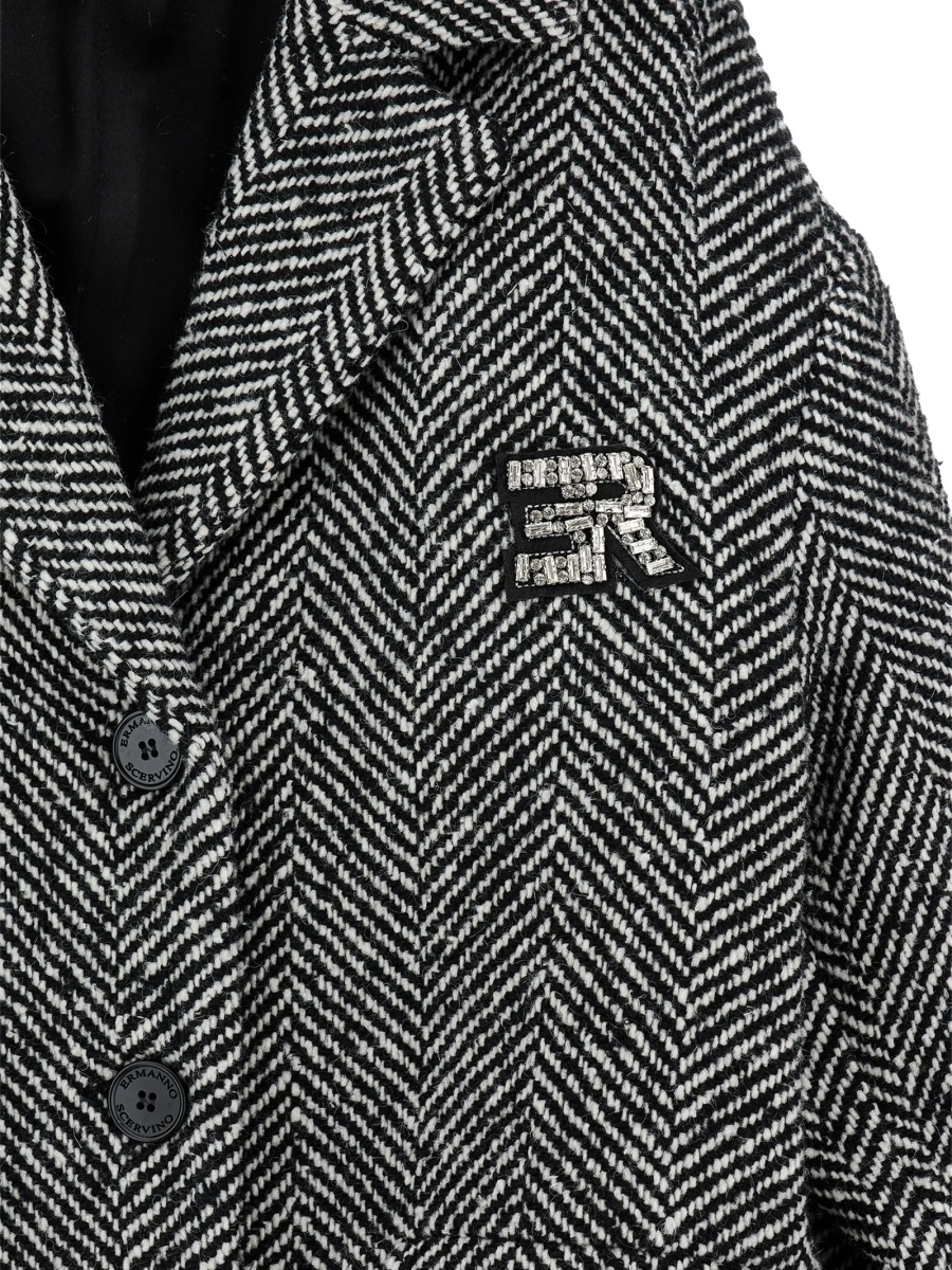 Palton Ermanno Scervino Kids negru din fibre si acrilic - Img 3