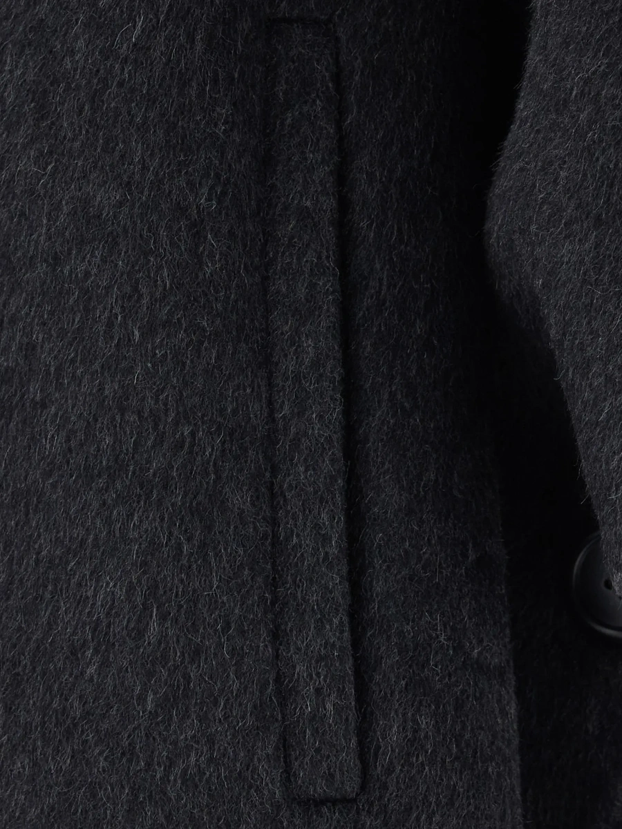 Palton Gray fur coat with removable fur collar and wide short sleeves in eco fur for women - Img 6