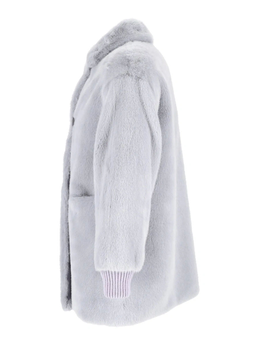 Palton LINED FAUX FUR JACKET WITH KNITTED INSERTS - Img 2