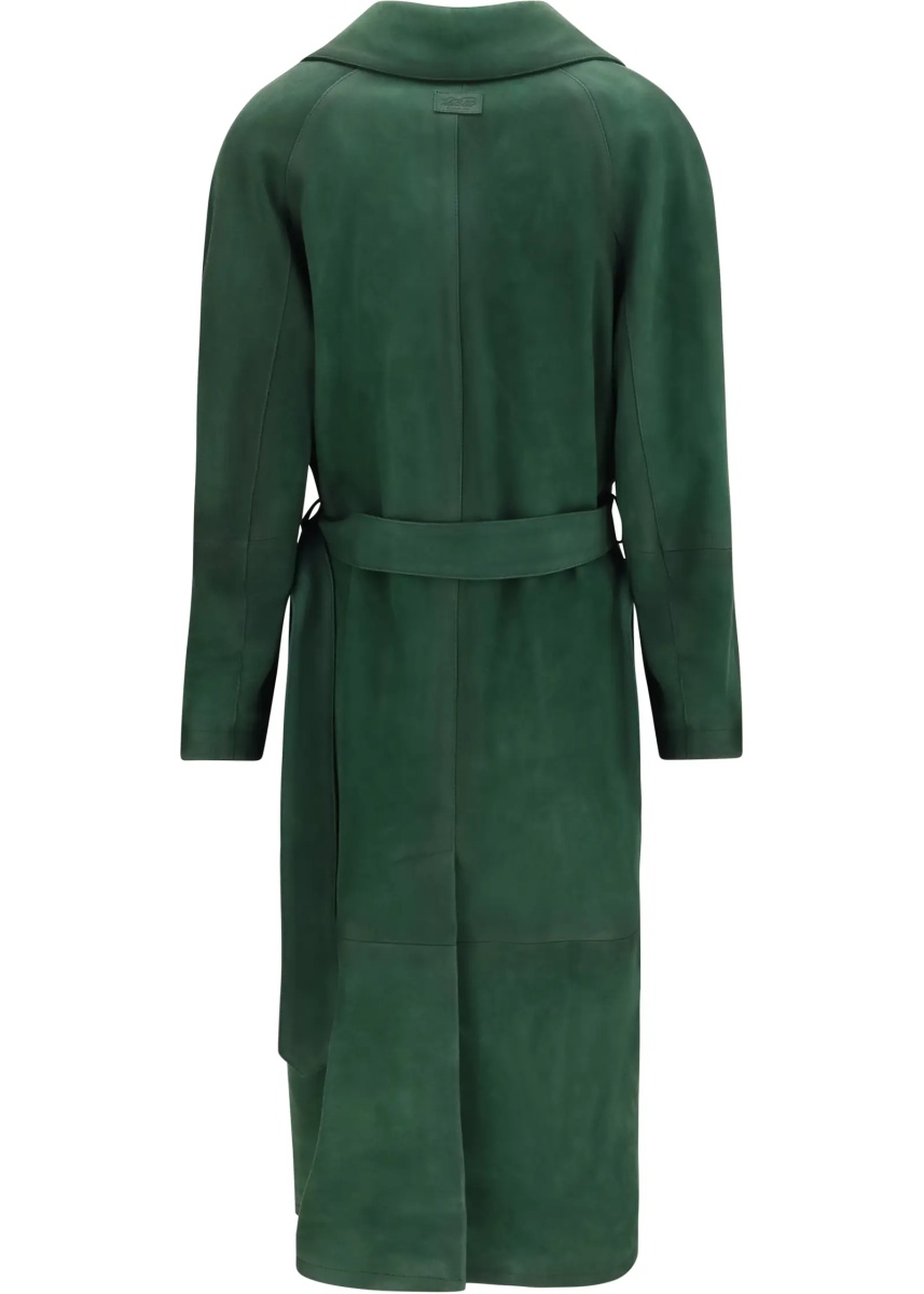 Palton Vintage effect suede double breasted Trench Coat - Img 2