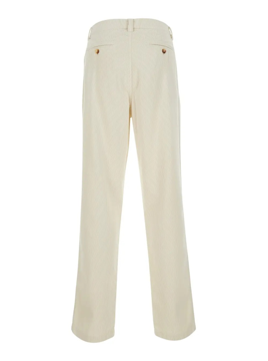 Pantaloni Beige Pants with Belt Loops and Button and Zip Closure on the Front in Corduroy for Men - Img 2