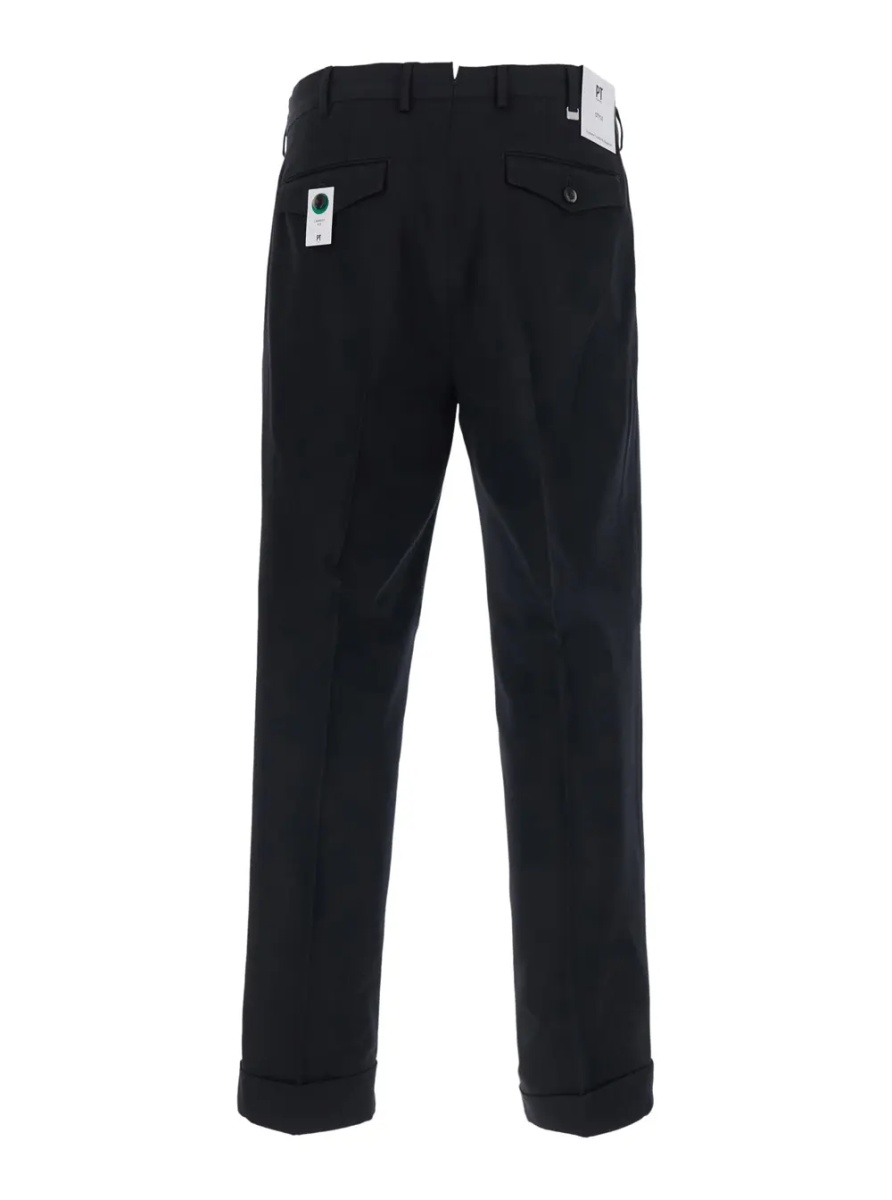 Pantaloni Black Pants with Belt Loops and Front Pleats in Tech Fabric for Men - Img 2
