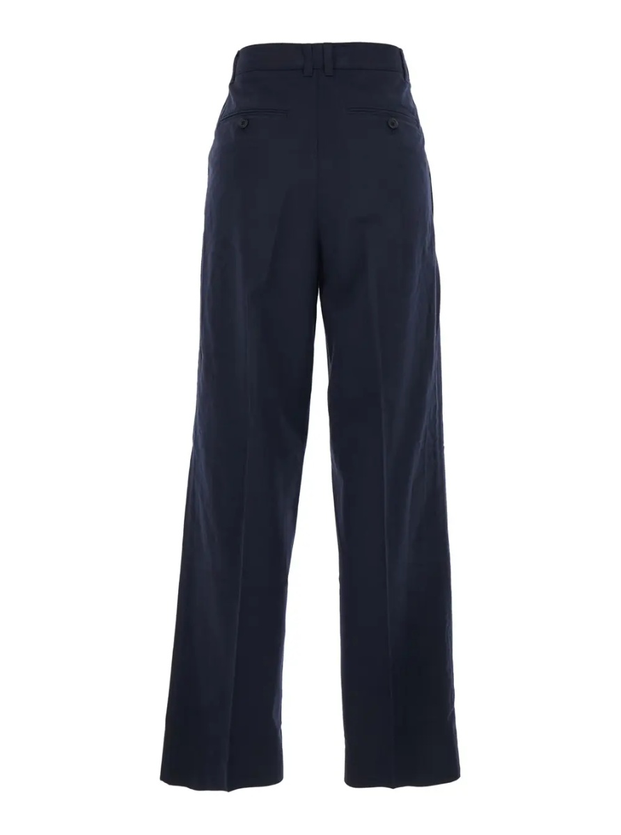 Pantaloni Blue Pants with Front Pleats in Cotton Blend for Women - Img 2