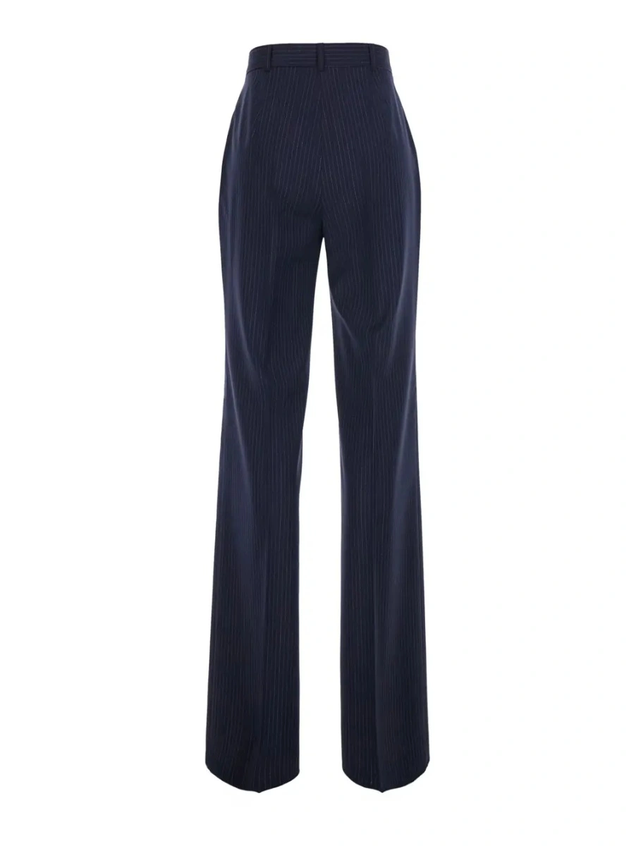 Pantaloni Blue Tailored Pants with All-Over Striped Motif in Wool for Women - Img 2