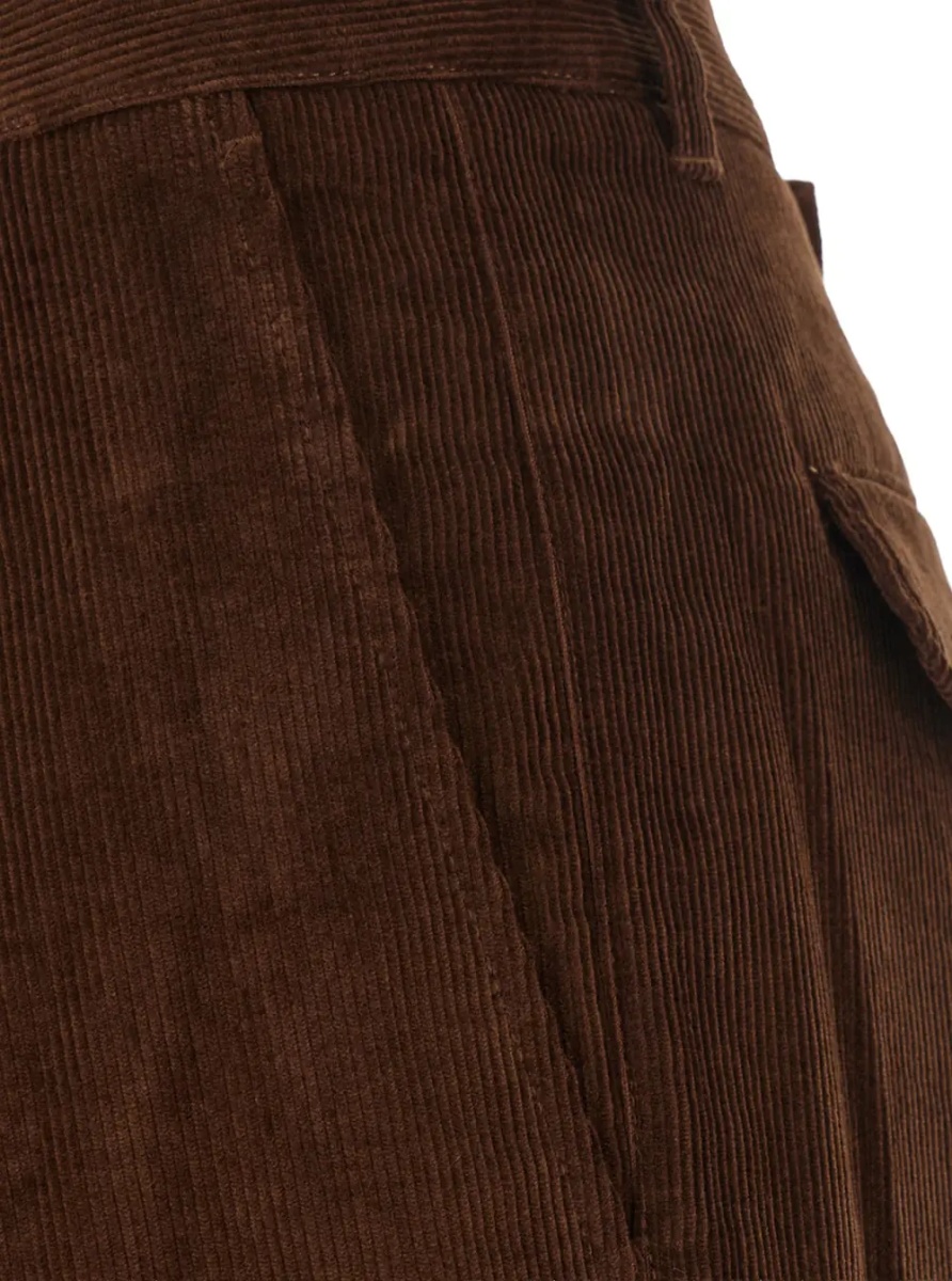 Pantaloni Brown Pants with Button and Zip Closure in Corduroy for Men - Img 3
