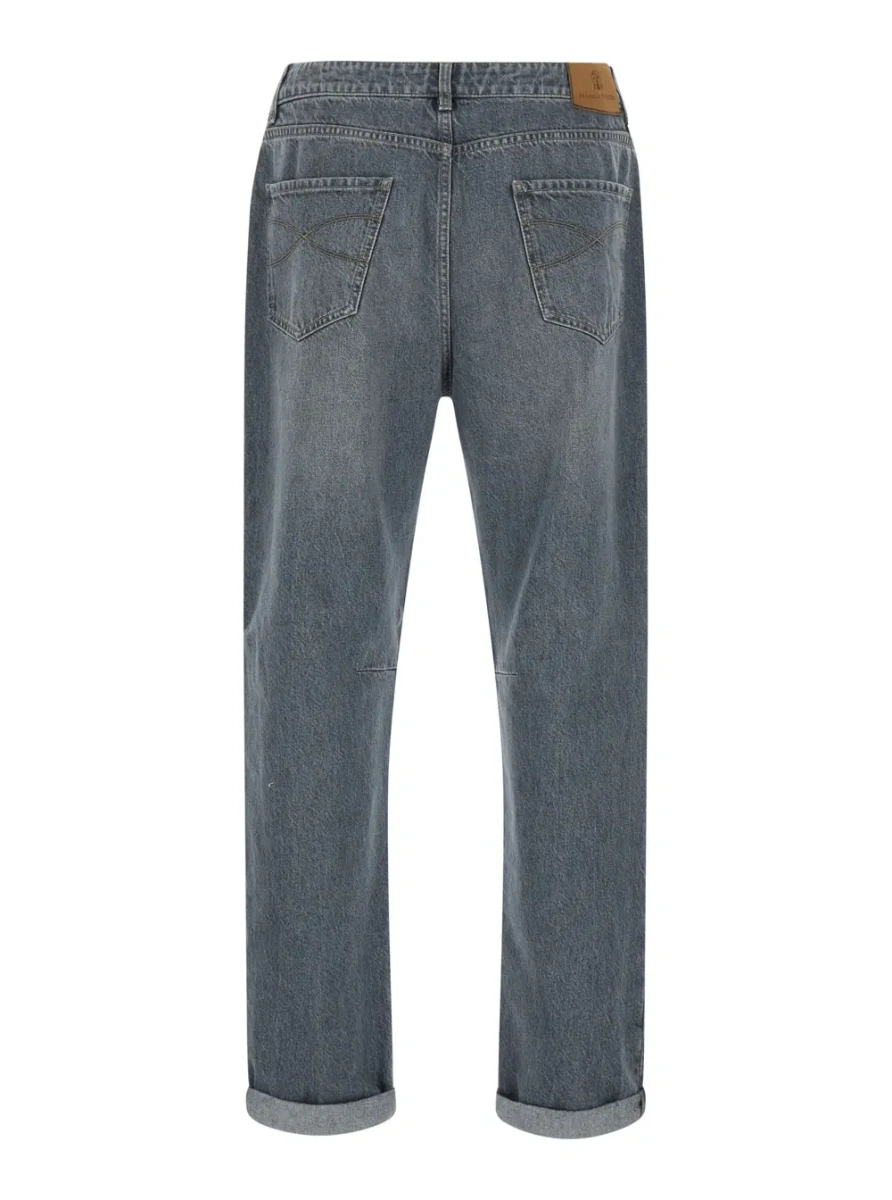 Pantaloni Brunello Cucinelli gri din denim - Img 2
