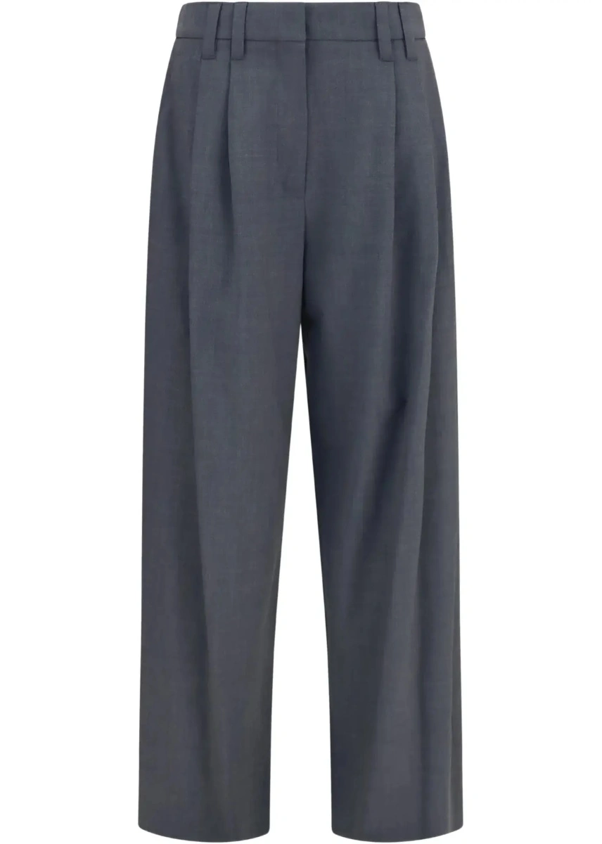 Pantaloni Brunello Cucinelli gri din lana - Img 6
