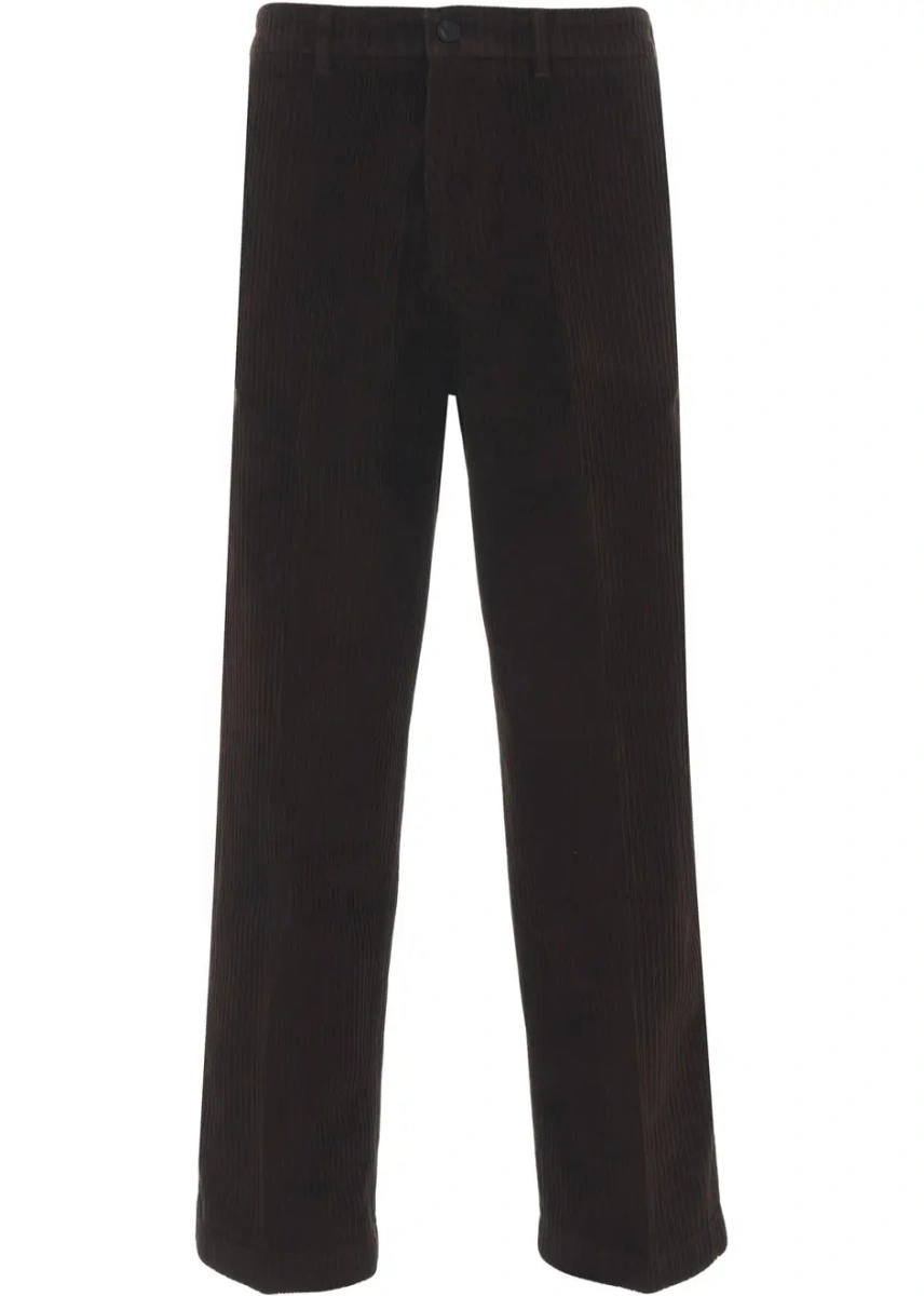 Pantaloni casual Cruna maro din catifea reiata 'Greenwich' - Img 2