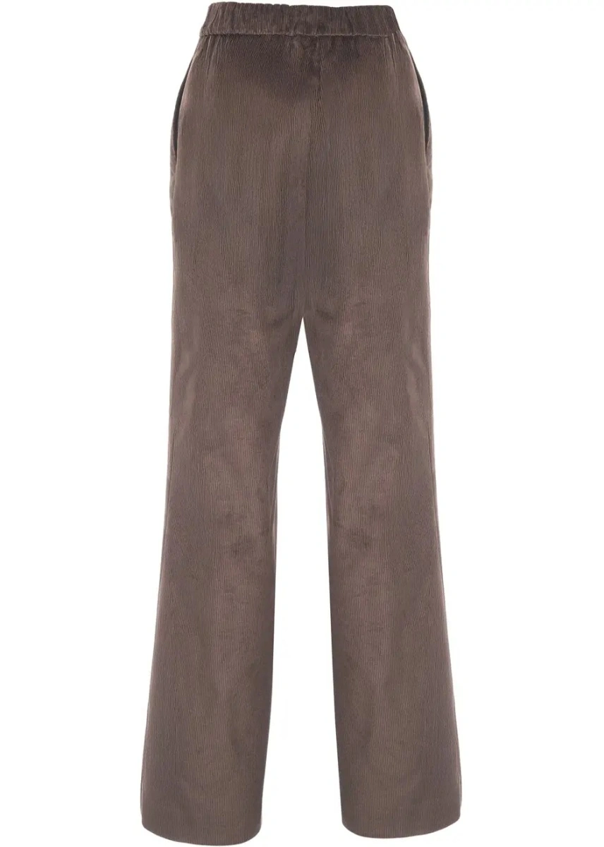 Pantaloni casual Kaos maro din catifea reiata - Img 4