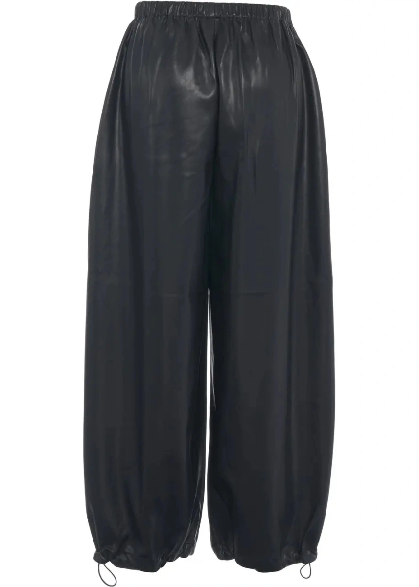 Pantaloni casual Love Stories negri din piele ecologica - Img 3