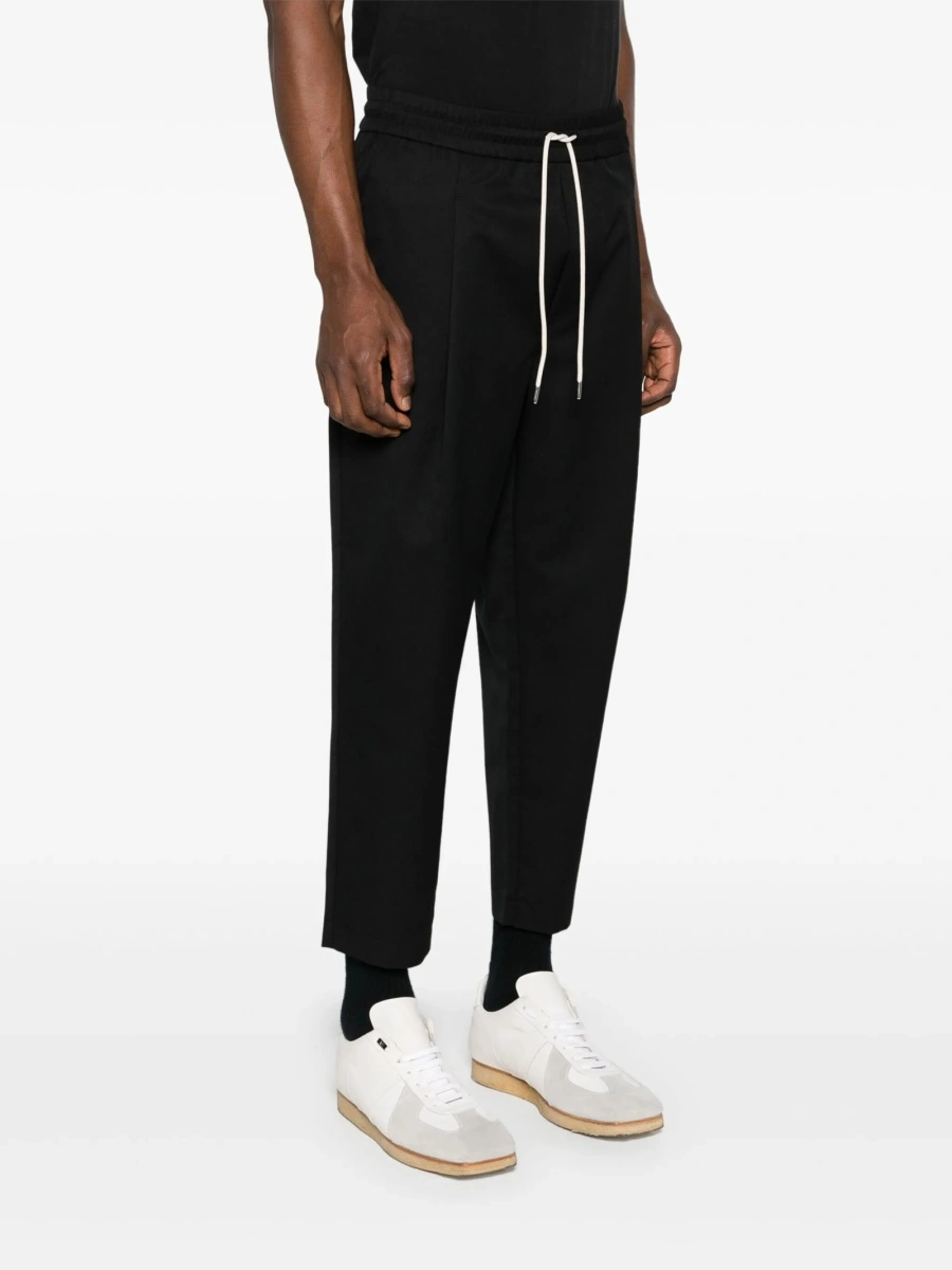 Pantaloni conici DRÔLE DE MONSIEUR negri din polyester si lana - Img 3