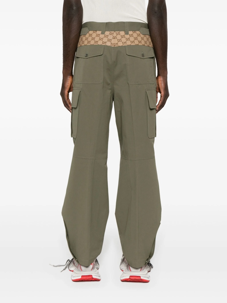 Pantaloni conici Gucci verzi din bumbac - Img 4