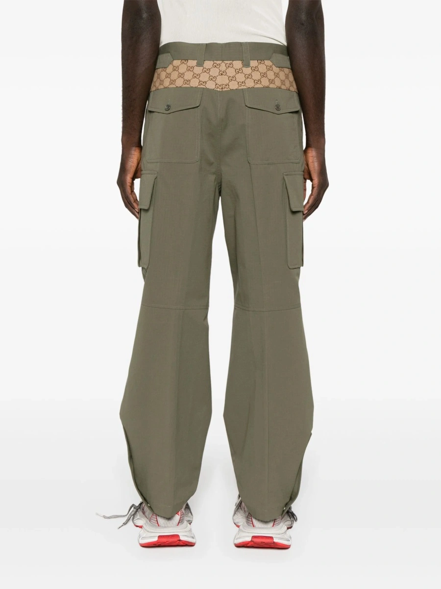 Pantaloni conici Gucci verzi din bumbac - Img 4