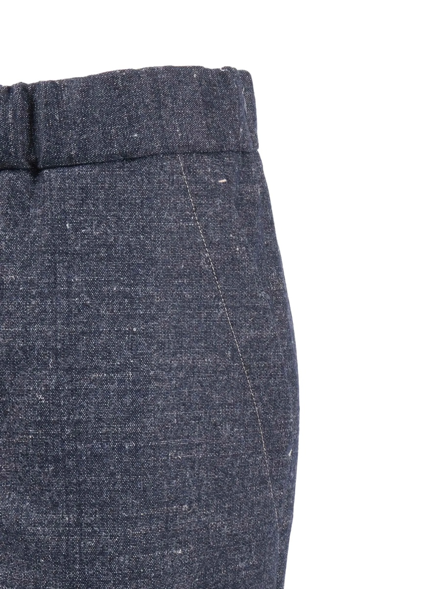 Pantaloni conici Lorena Antoniazzi albastri din elastan si vascoza - Img 3