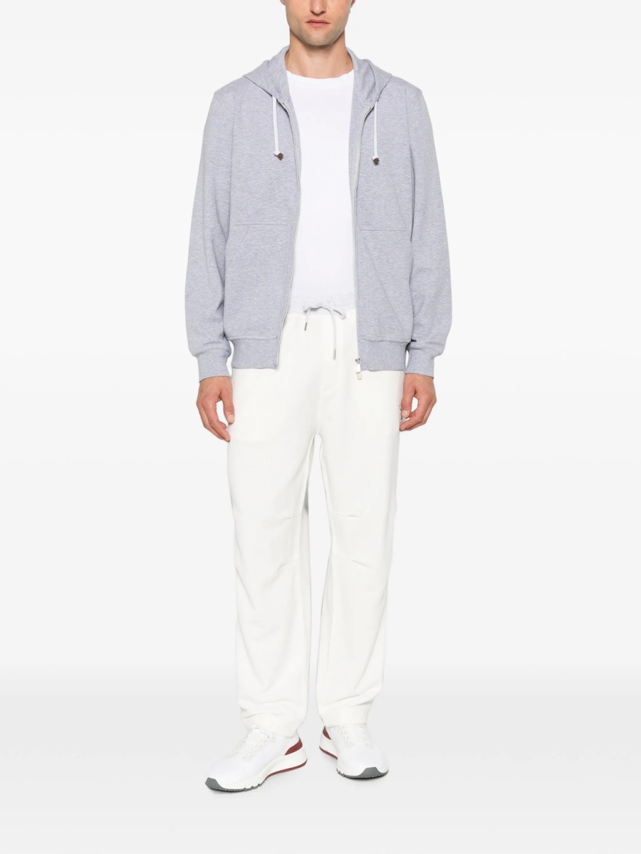 Pantaloni de trening Brunello Cucinelli albi din bumbac - Img 2