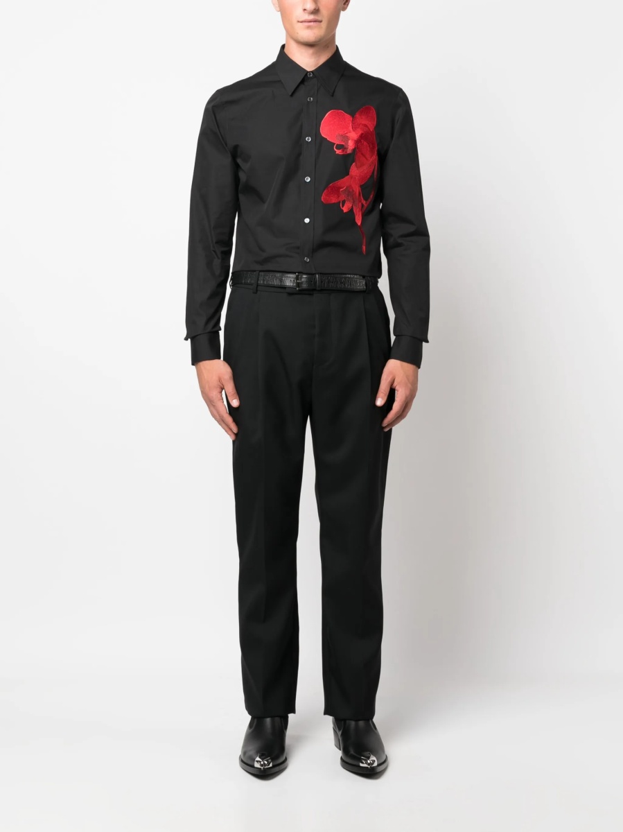 Pantaloni drepti Alexander McQueen negri din lana - Img 2