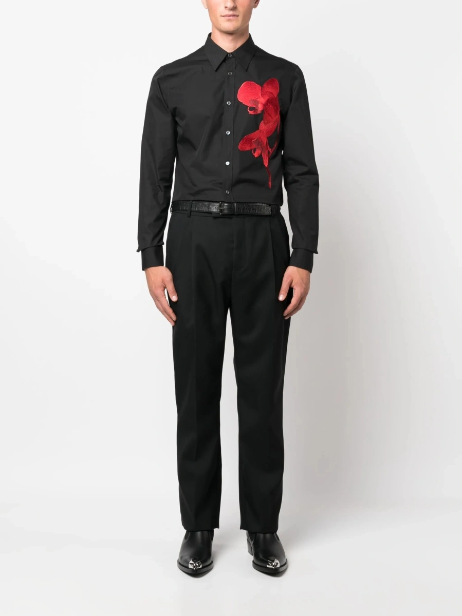 Pantaloni drepti Alexander McQueen negri din lana - Img 2