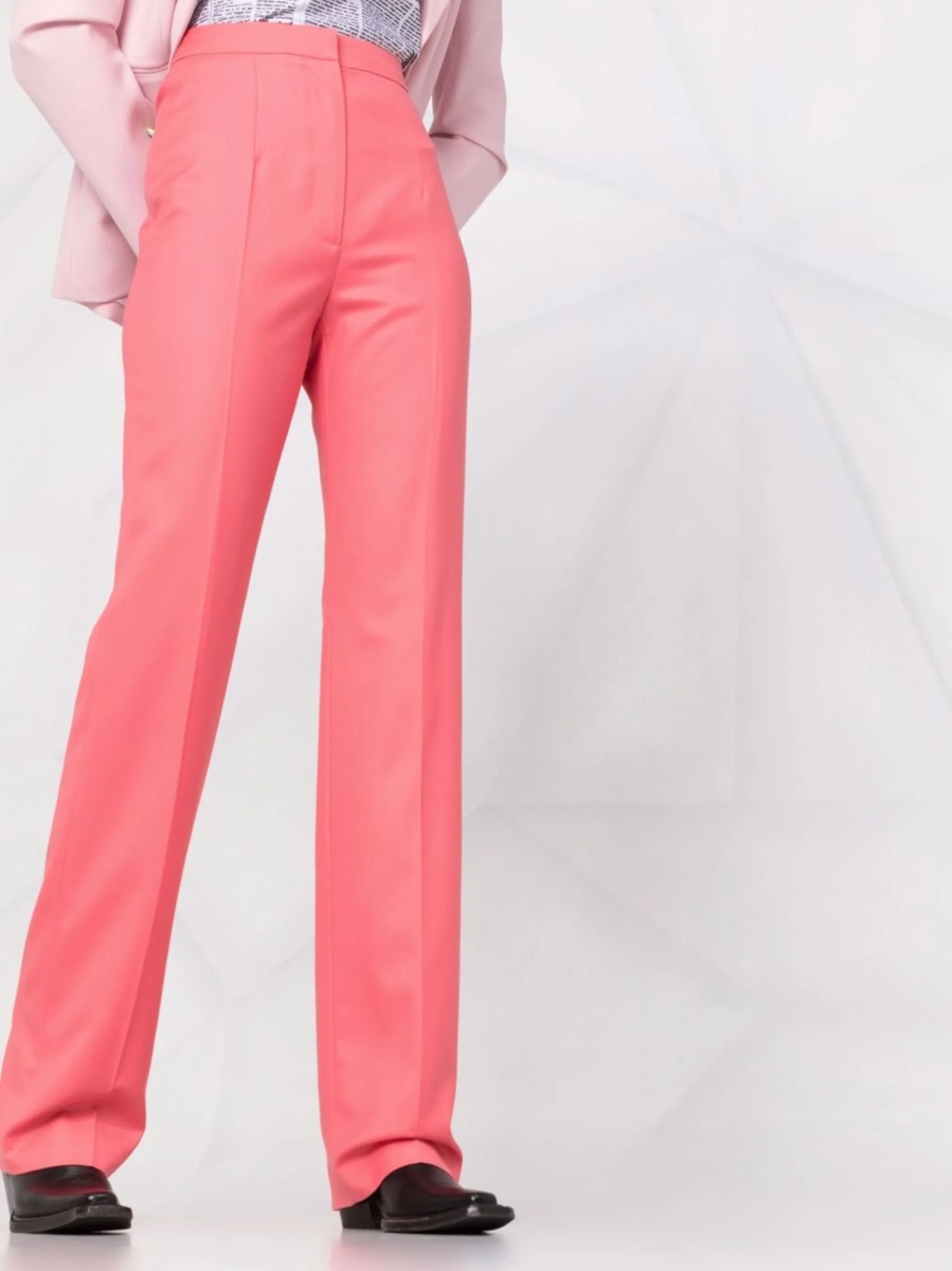 Pantaloni drepti Alexander McQueen roz din lana - Img 5