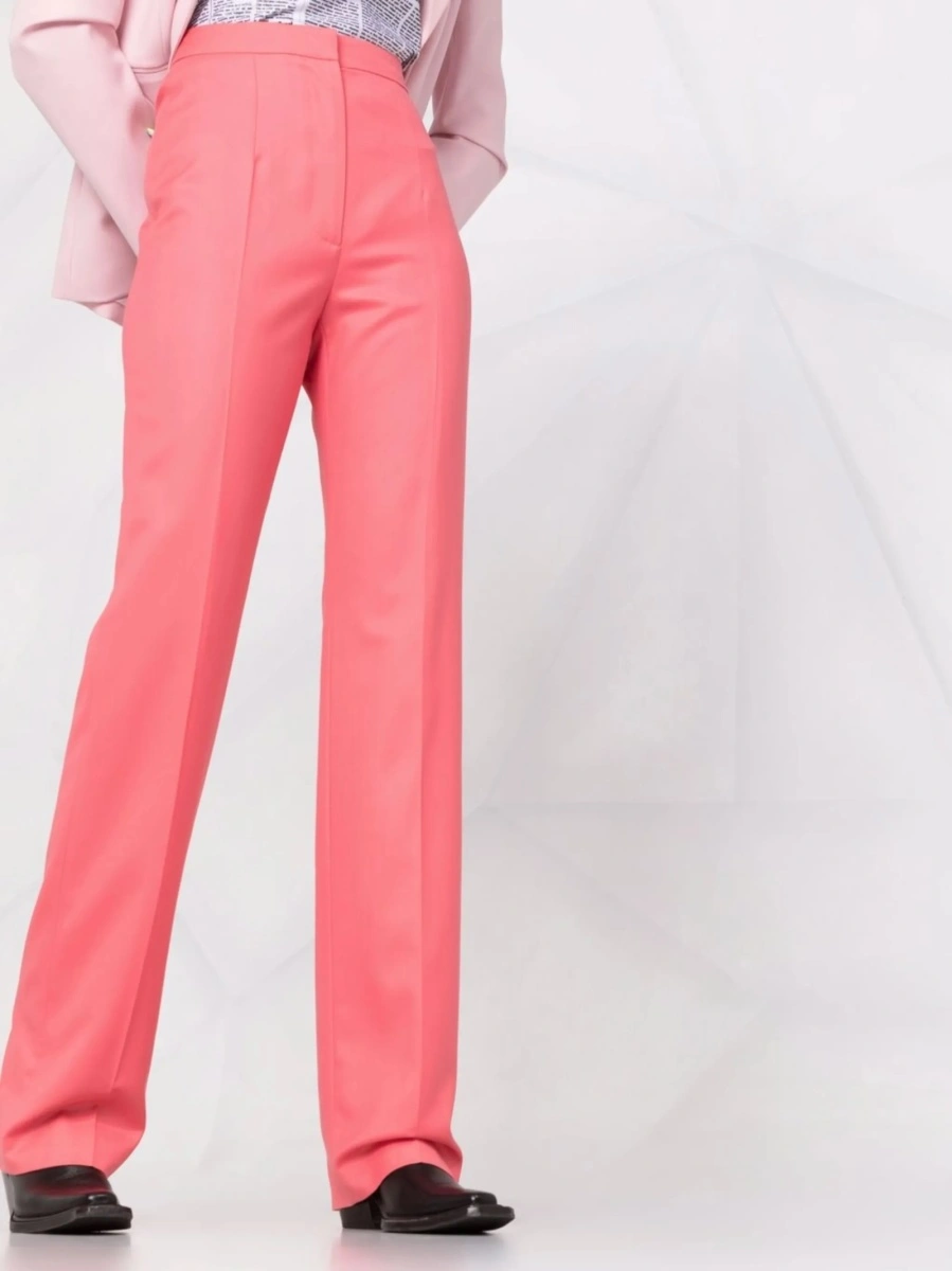Pantaloni drepti Alexander McQueen roz din lana - Img 5
