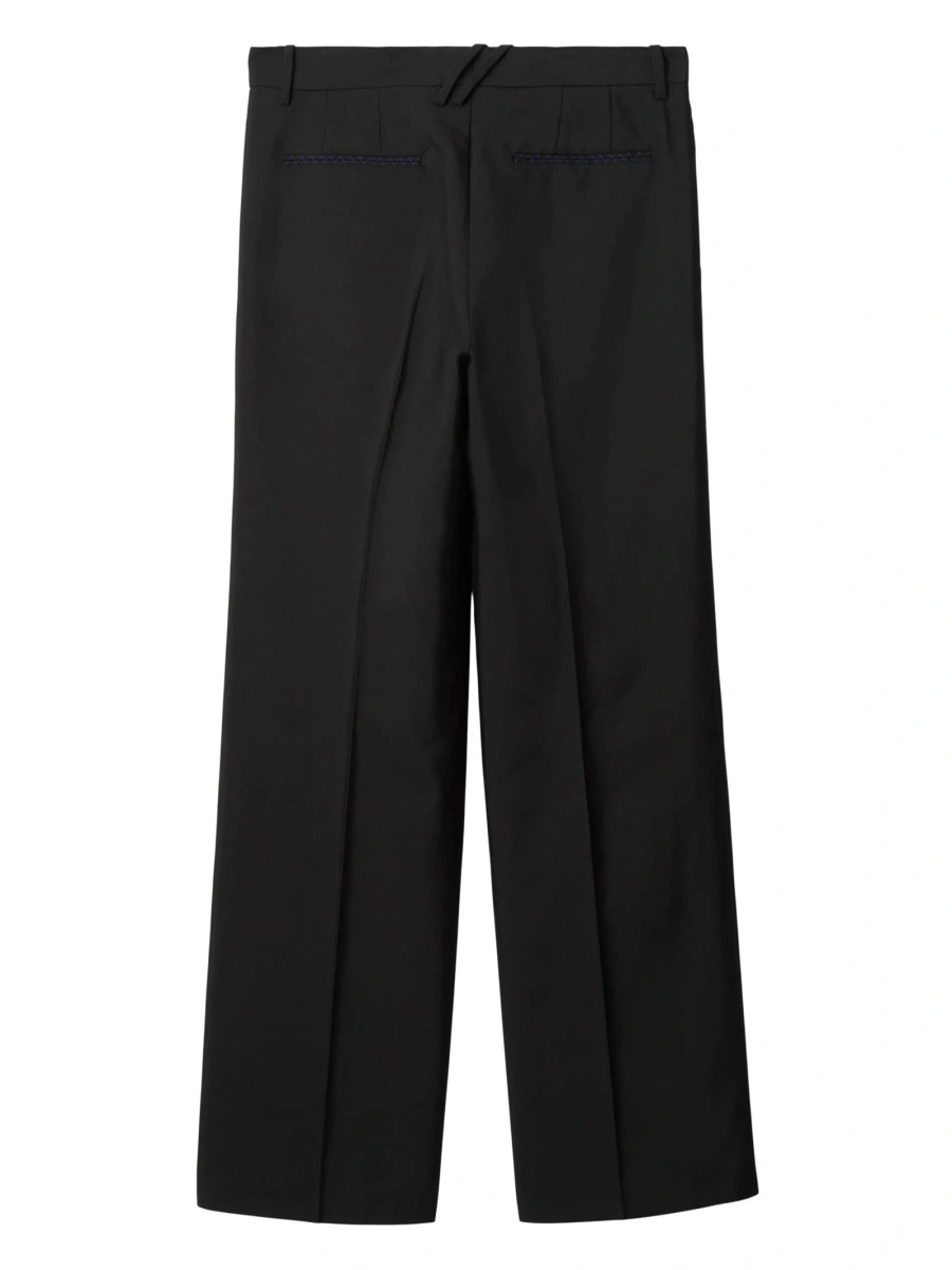 Pantaloni drepti Burberry negri din lana si matase - Img 5