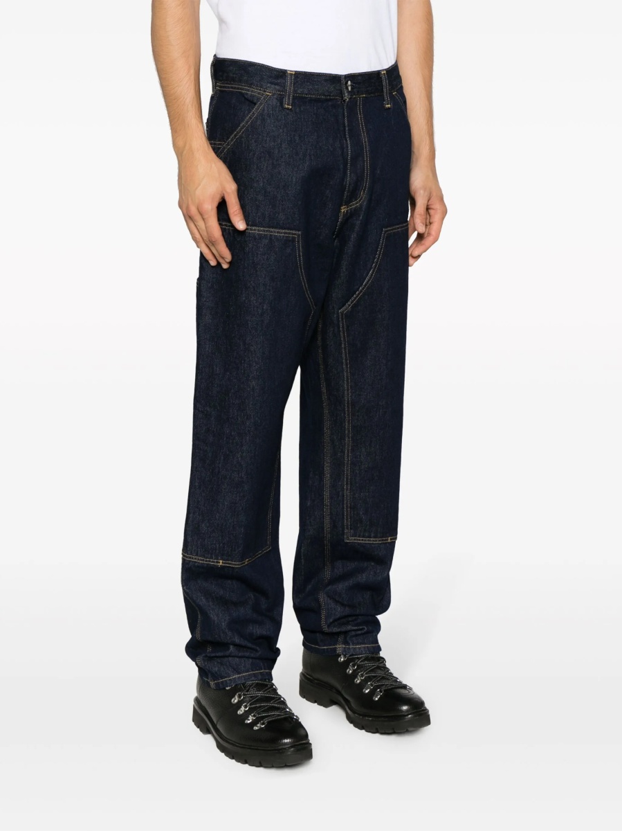 Pantaloni drepti Carhartt albastri din bumbac - Img 3