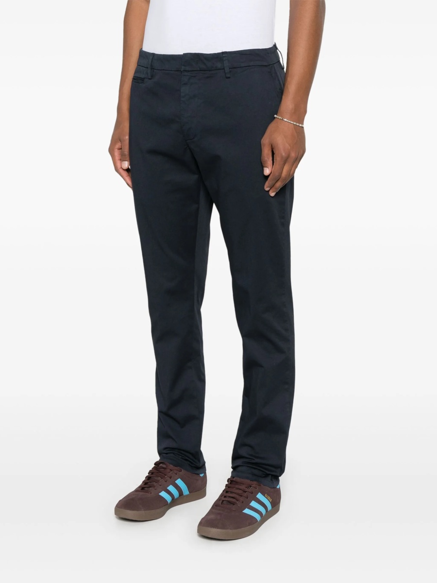 Pantaloni drepti Dondup albastri din bumbac si spandex/elastan - Img 3