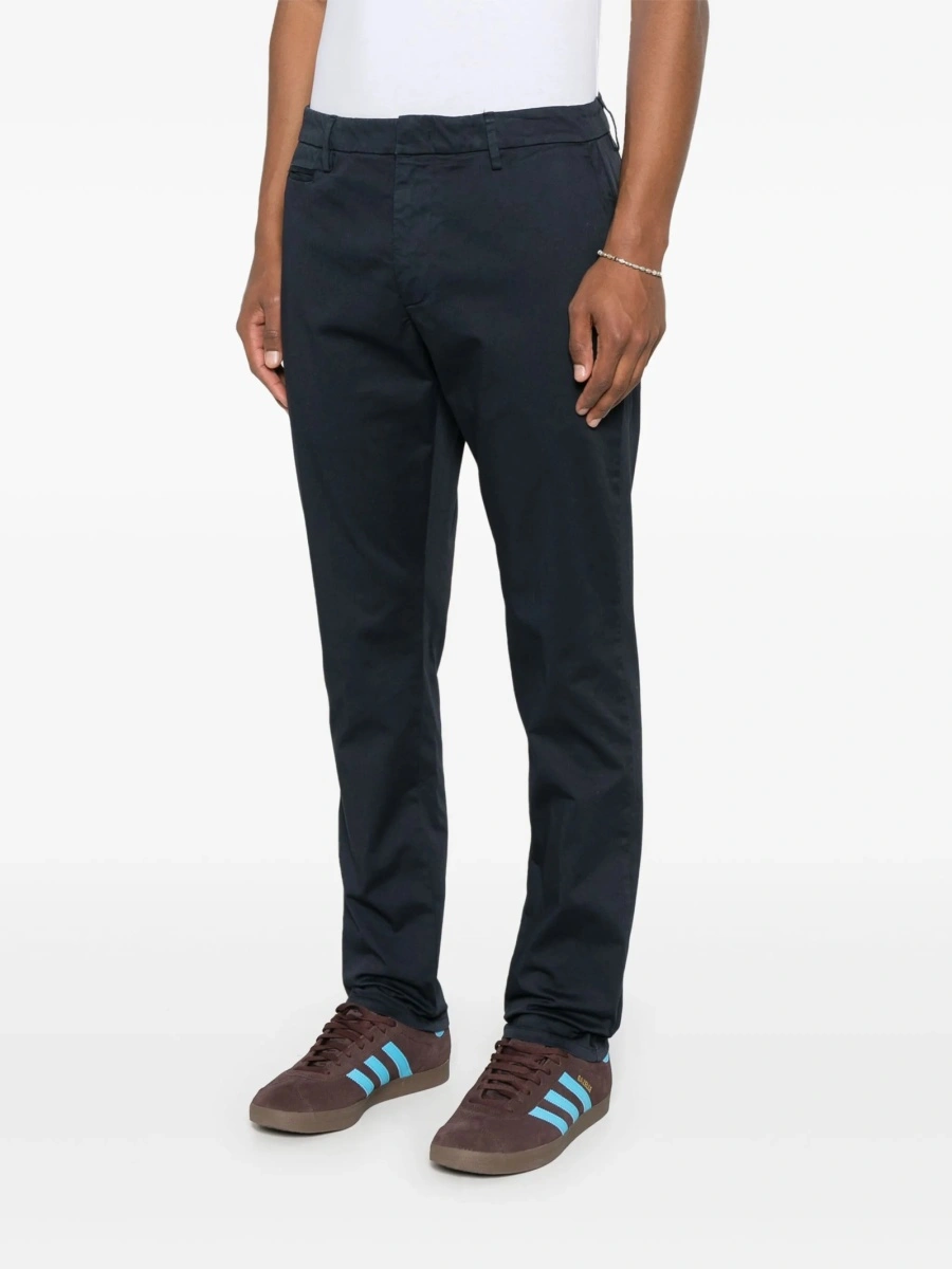 Pantaloni drepti Dondup albastri din bumbac si spandex/elastan - Img 3