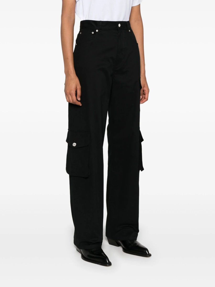 Pantaloni drepti MOSCHINO JEANS negri din elastan si bumbac - Img 3
