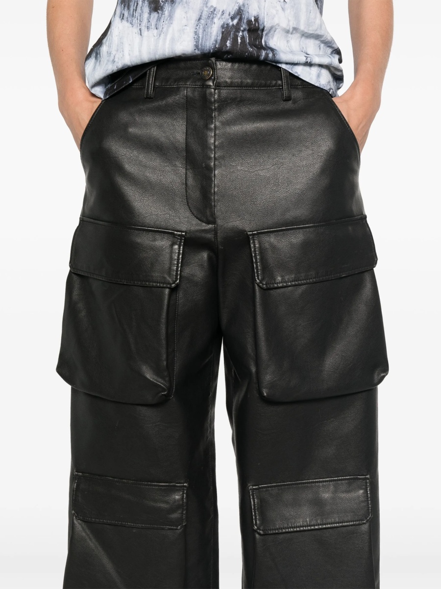 Pantaloni drepti MSGM negri din vascoza si fibre - Img 5