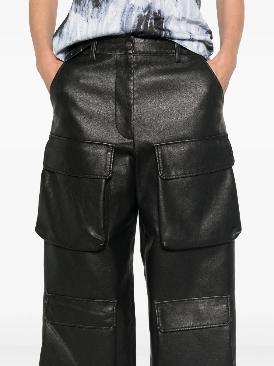 Pantaloni drepti MSGM negri din vascoza si fibre - Img 5