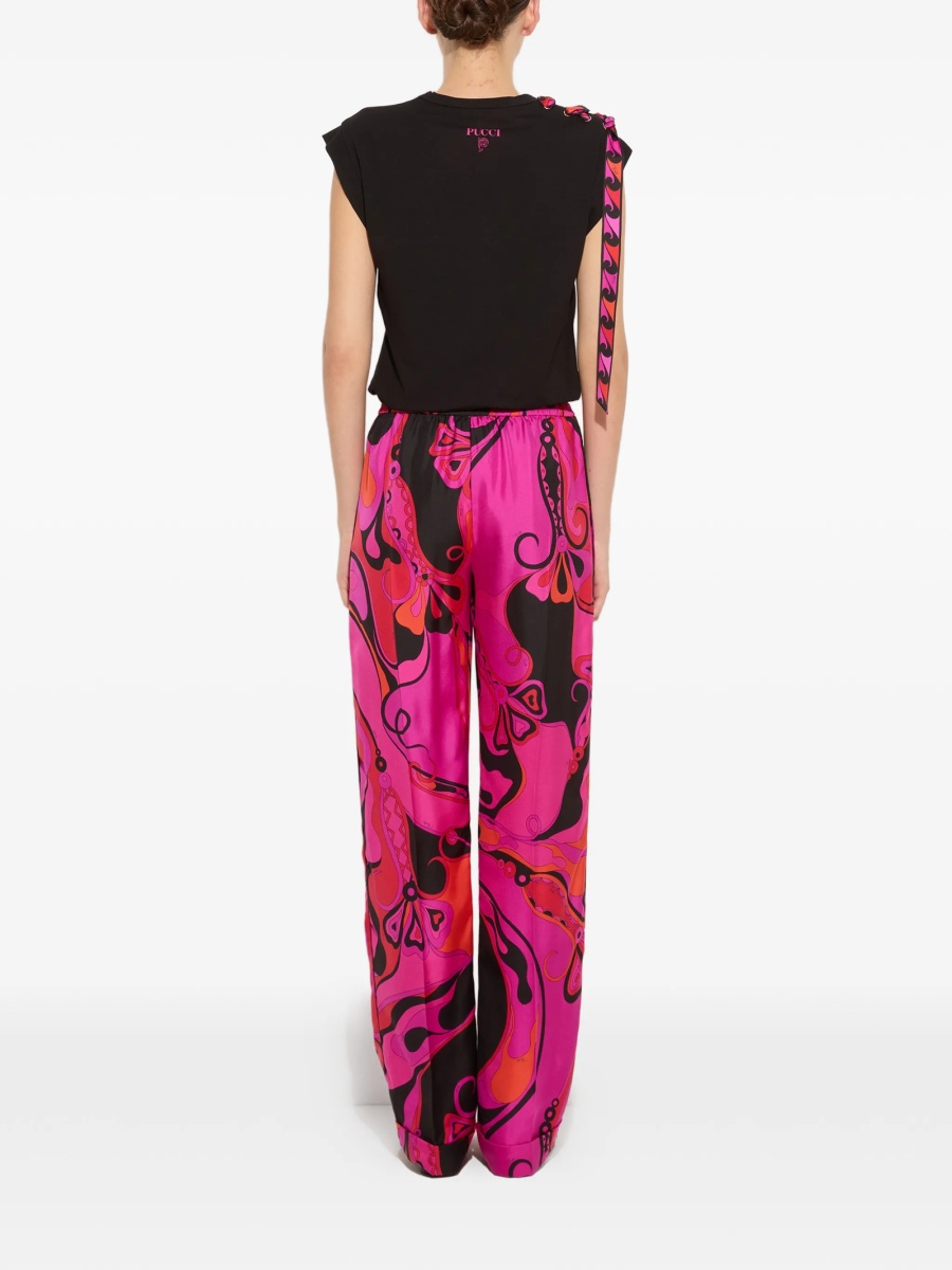 Pantaloni drepti PUCCI roz din matase - Img 4