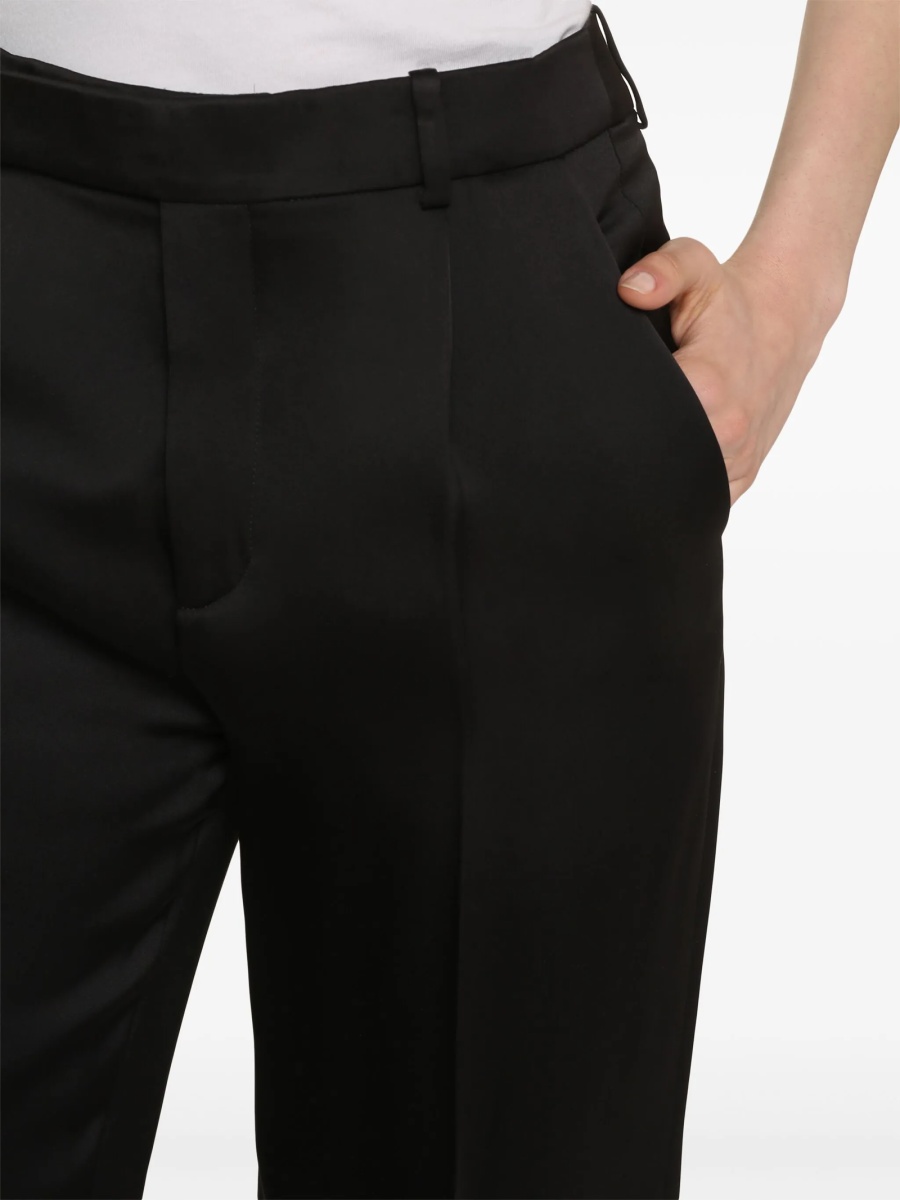 Pantaloni drepti Saint Laurent negri din matase - Img 4