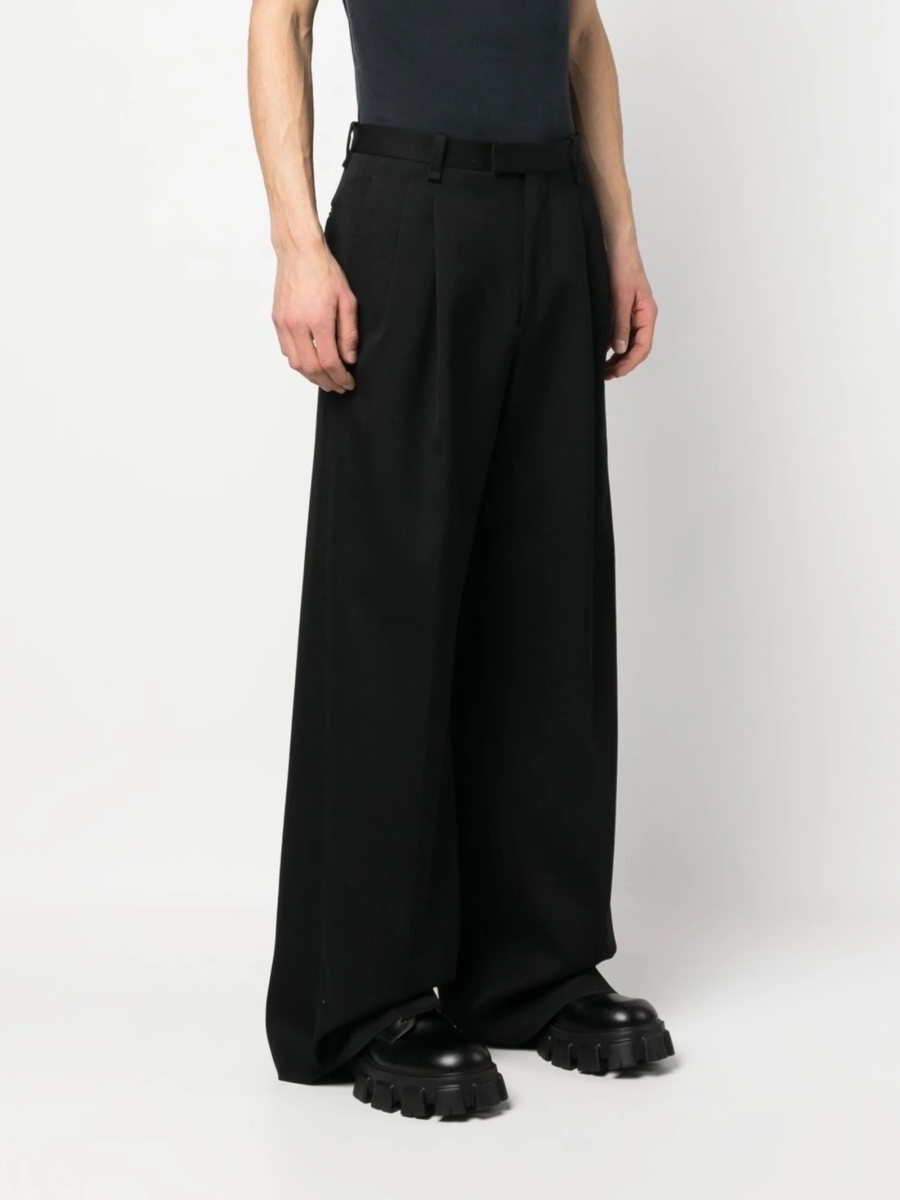 Pantaloni eleganti Lanvin negri din lana si corn - Img 3