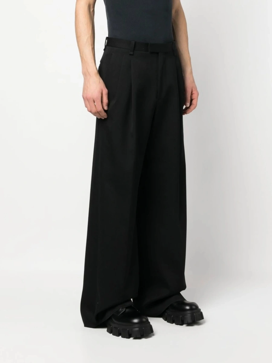 Pantaloni eleganti Lanvin negri din lana si corn - Img 3