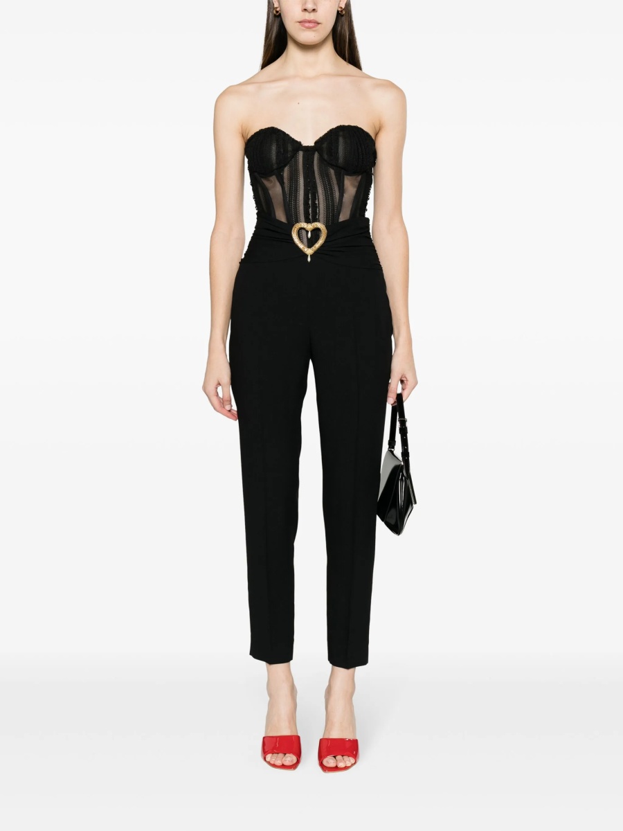 Pantaloni eleganti Moschino negri din acetat si vascoza - Img 2