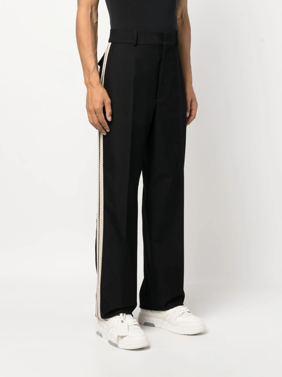 Pantaloni eleganti Palm Angels negri din bumbac si polyester - Img 3