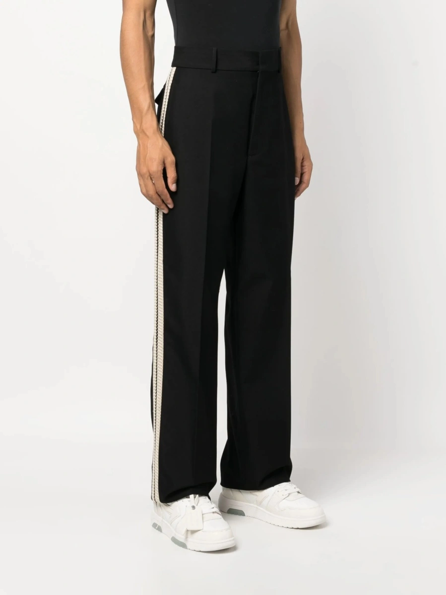 Pantaloni eleganti Palm Angels negri din bumbac si polyester - Img 3