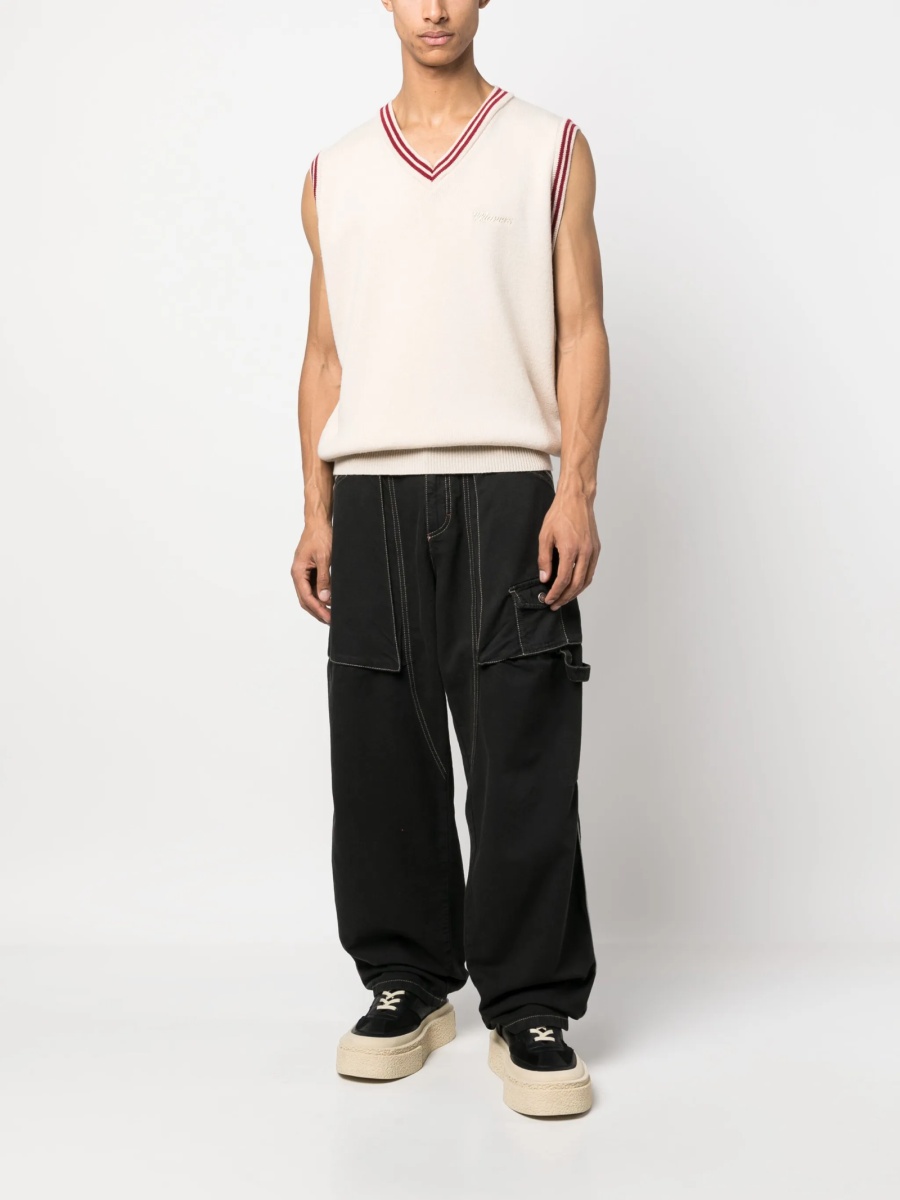 Pantaloni evazati Isabel Marant negri din bumbac si canepa - Img 2