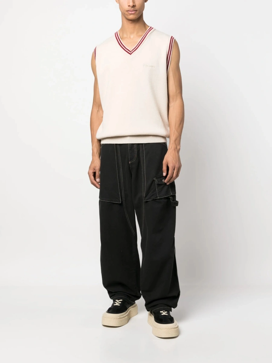 Pantaloni evazati Isabel Marant negri din bumbac si canepa - Img 2