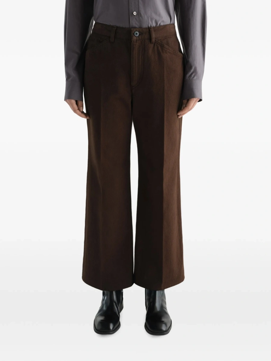 Pantaloni evazati LEMAIRE maro din bumbac - Img 3