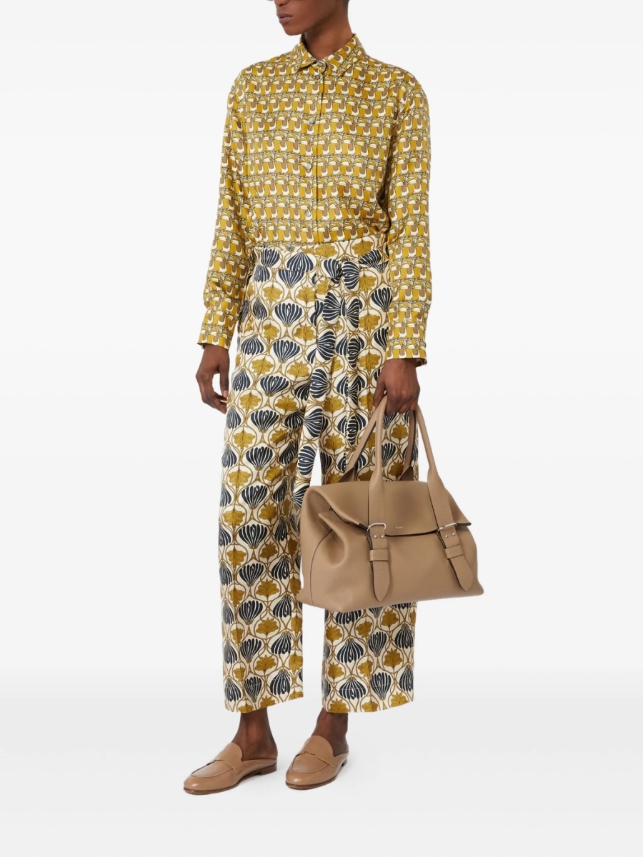 Pantaloni evazati Max Mara galbeni - Img 2