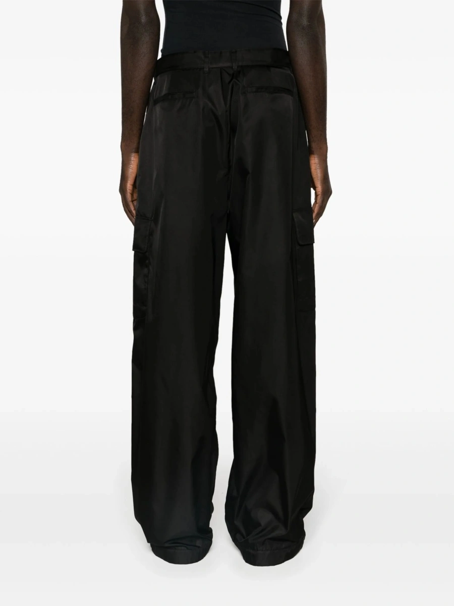 Pantaloni evazati Off-White negri din poliuretan si poliamida - Img 4