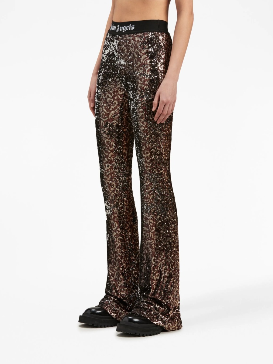 Pantaloni evazati Palm Angels maro din polyester - Img 4