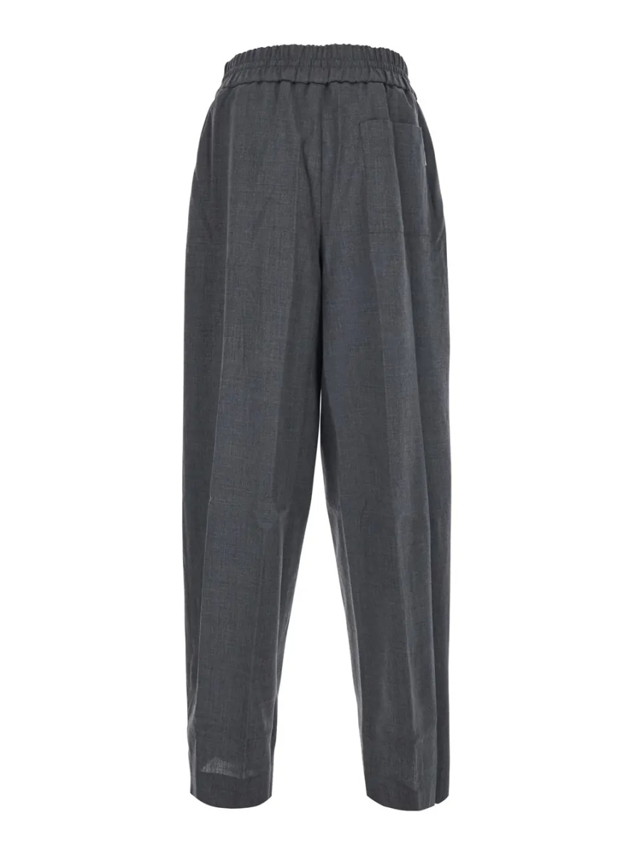 Pantaloni Gray pants with elasticized drawstring waist in wool for men - Img 2