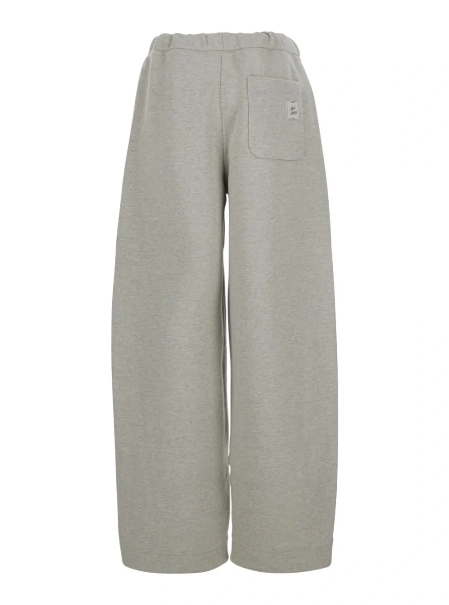 Pantaloni Grey pants with drawstring waist and logo patch on the back in cotton for women - Img 2