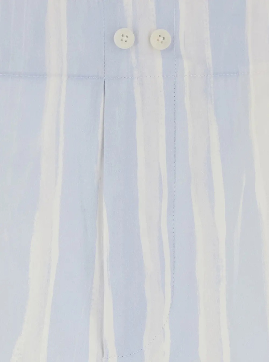 Pantaloni 'Le Short Calecon' Light Blue Shorts with Elasticated Waist at the Back and All-Over Striped Motif in Cotton for Men - Img 3