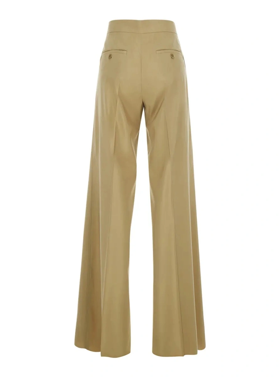 Pantaloni Max Mara bej din lana si matase - Img 2