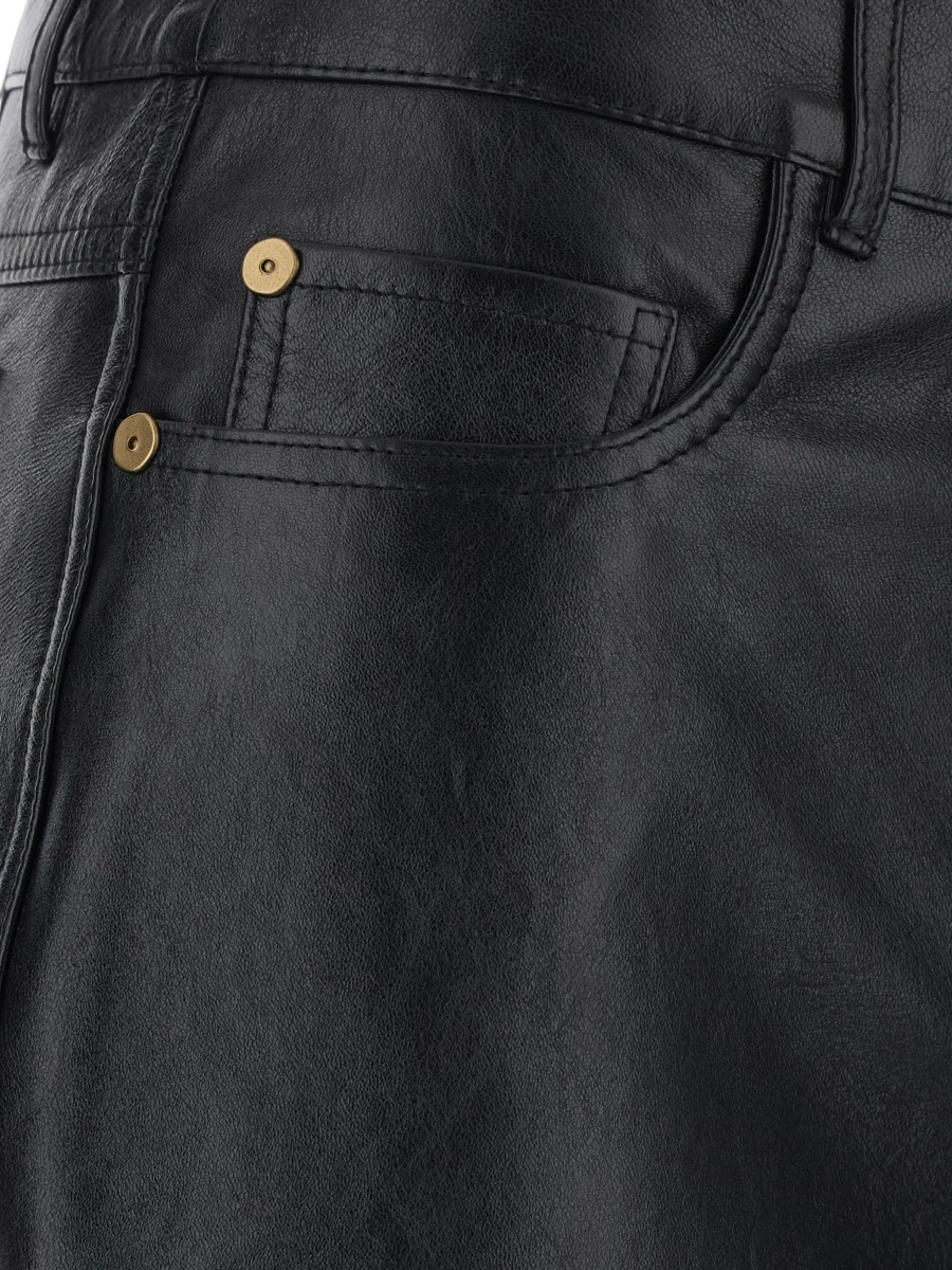 Pantaloni 'Pesca' Black Pants with Five-Pocket Design in Leather for Women - Img 5